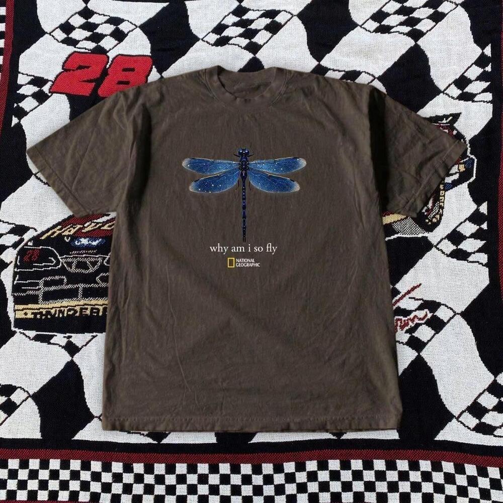 Brown National Geographic Dragonfly Tee With Why Am I So Fly Graphic